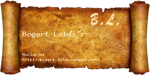Bogert Lotár névjegykártya